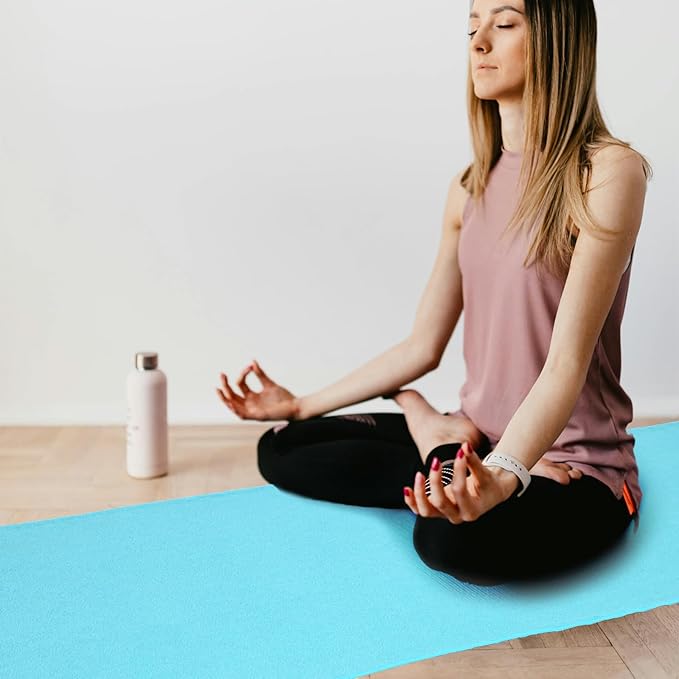 3 Pack Hot Yoga Towels with Plum Blossom Dots, Sky Blue Non-Slip Yoga Mat Towel, Super-Absorbent Soft Suede Microfiber Towel for Hot Yoga, Pilates, Bikram and Exercise Workout(24" x72",Sky Blue)