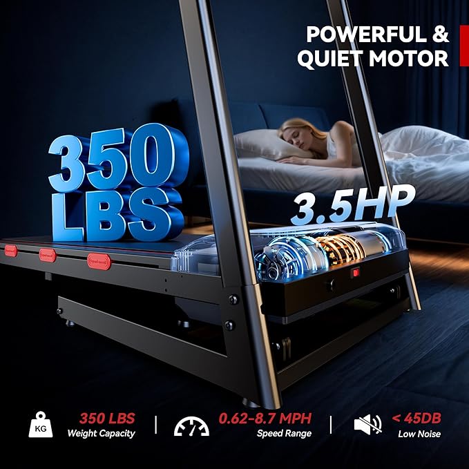 8.7MPH Treadmills for Home, Walking Pad Treadmill with 15% Auto Incline, Portable Treadmill with Handle, 350 lbs Weight Capacity, Heart Rate(XXL)