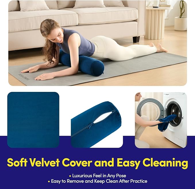 Meditation Cushion Bolster Pillow for Restorative Yoga – Supportive Cushion for Meditation, Pilates, and Relaxation – Filled with Buckwheat Hulls - Removable Cover