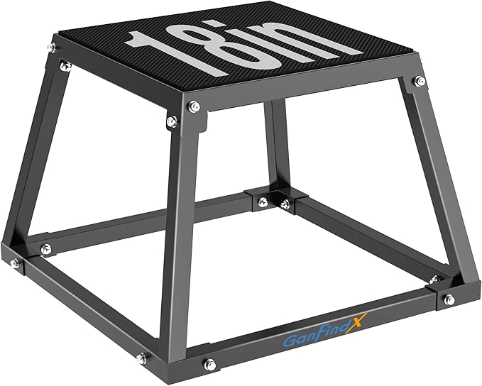 GanFindX Steel Plyometric Jump Box,12/18 Inch Heavy Duty Plyo Platform, Non-Slip Workout Step Box for Home Gym, Agility, Strength & Conditioning Training