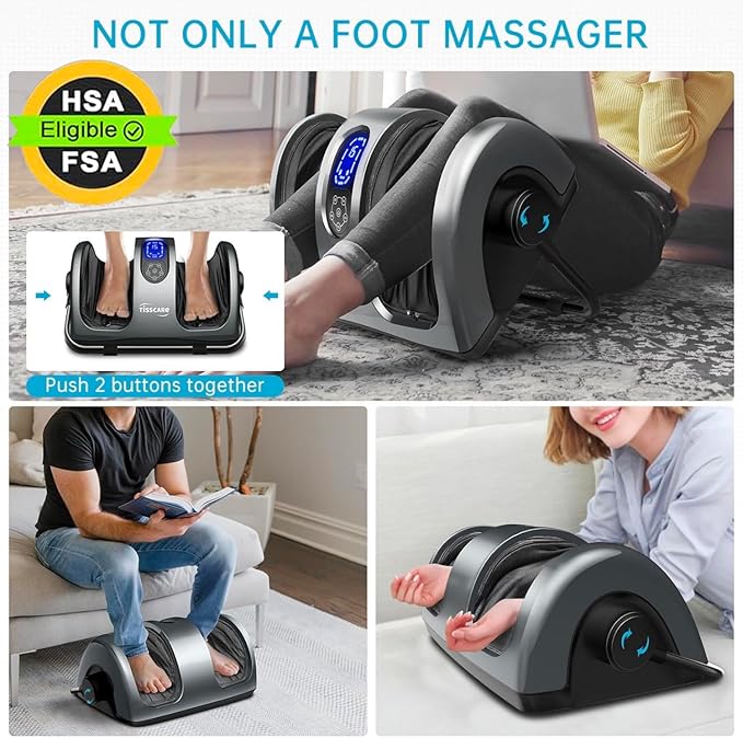 TISSCARE Shiatsu Foot Massager with Heat, FSA Eligible HSA Foot Massager for Plantar Fasciitis, Neuropathy, Circulation and Pain Relief, Massage Feet at Home/Office, Gift for Men and Women