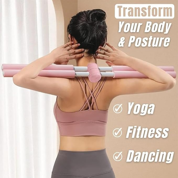 Yoga Stick - Back Alignment Tool, Neck Training Equipment, Spine Straightening Rod, Correction Device, Stretching Fitness Gear | Travel-Friendly Back Stretcher for Sitting, Offices, Home