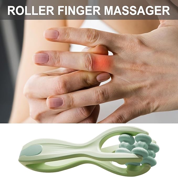 2pcs Finger Massager for Arthritis Finger Arthritis Pain Relief Manual Massage Tools Hand Massage Roller Thumb Massager for Woman Mothers Day Gift Palm Foot Acupressure Tool Green