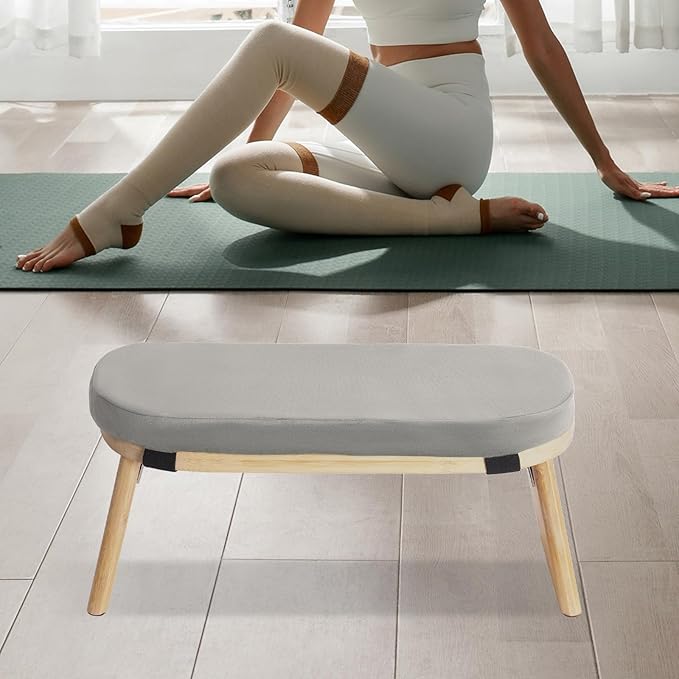 Bamboo Meditation Bench Stool – Foldable Yoga Seat with Cushion & Bag