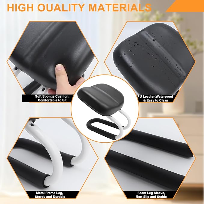 Meditation Bench Black, Adjustable Height Meditation Chair, Kneeling Meditation Stool, Seiza Chair, Prayer Bench with Cushion for Home Studio Portable Non-Slip Yoga Stool.