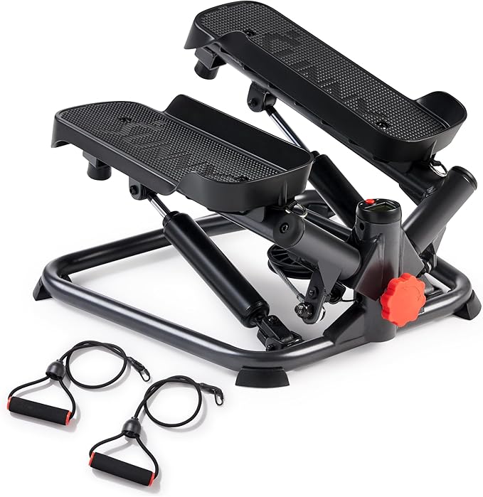 Sunny Health & Fitness Mini Steppers for Exercise at Home, Stair Step Workout Machine, Full Body Cardio Equipment, with Optional Free SunnyFit App Connection and Resistance Band