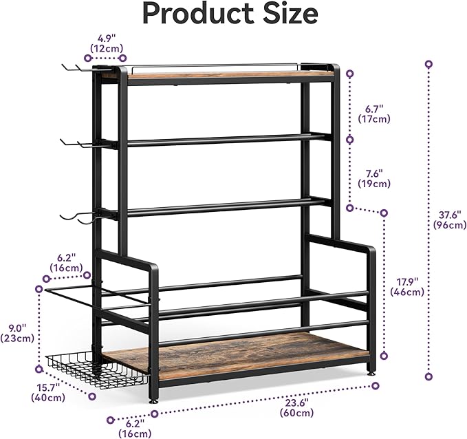 Gym Home Equipment Weight Rack – 3‑Tier Workout Storage Stand for Dumbbells & Kettlebells, Medicine Ball Holder, Steel Organizer with Side Basket, Hooks