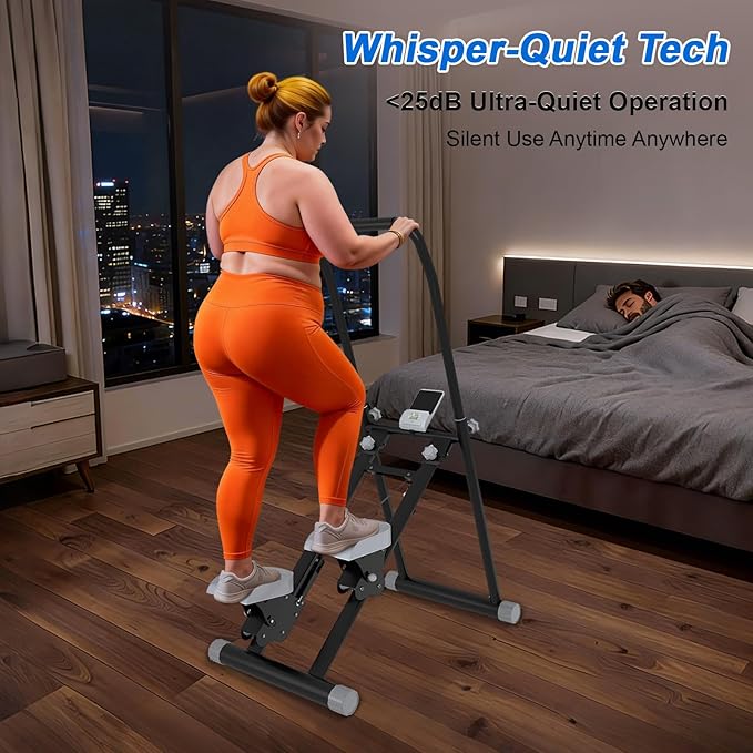 OVER SELF Stair Stepper at Home, Stair Stepper with Handlebar for Full-Body Workout, for Compact Folding Stair Climber with Adjustable Handlebar/Pedal, 350lbs Weight Capacity, Knee-Friendly