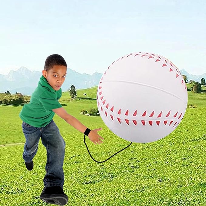 Sports Wrist Return Ball, Baseball on String with Rubber Rebound Ball, Elastic Wristband for Training