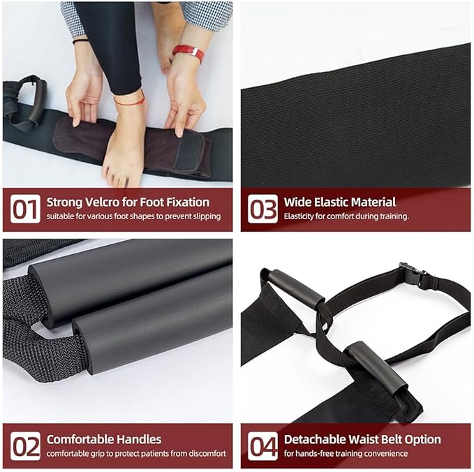 Stretch Bands for Exercise – Leg Stretching Strap for Physical Therapy, Hands-Free/Manual Options for Elderly Rehabilitation Bedridden Patients Lower Limb Myasthenia Surgery Recovery (2 Feet)