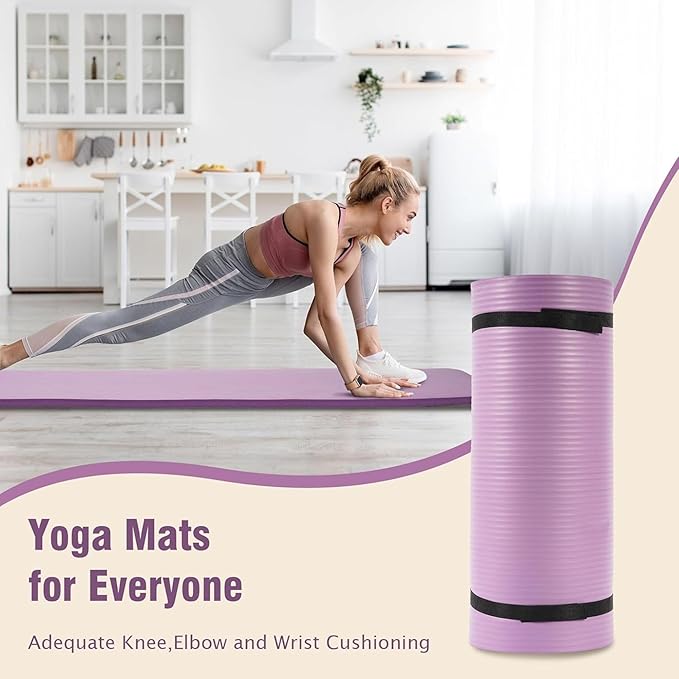 BalanceFrom 71x24 Inches Extra Thick Yoga Mat 1-Inch High-Density Foam – Roll-Up Exercise Pad with Double-Sided Non-Slip Surface and Carrying Strap for Pilates and Home Workouts, Multiple Colors