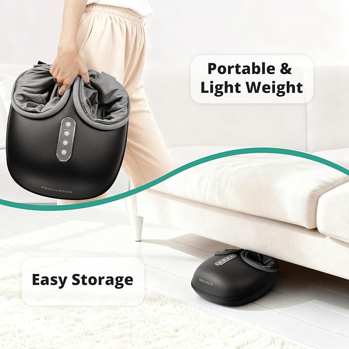 Medcursor Foot Massager with Heat - Shiatsu Feet Massage Machine Delivers Relief for Tired Muscles & Plantar, Deep Kneading Therapy, Multi-Level Settings for Home, Office Use, Size up to 13"