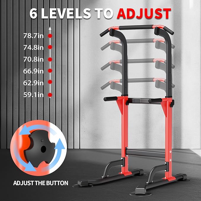 Pull Up Dip Station For Home Gym Strength Training Fitness Workout Station Chin-Ups Push-Ups Pull-Ups Dip-Ups 330LBS T055CDC