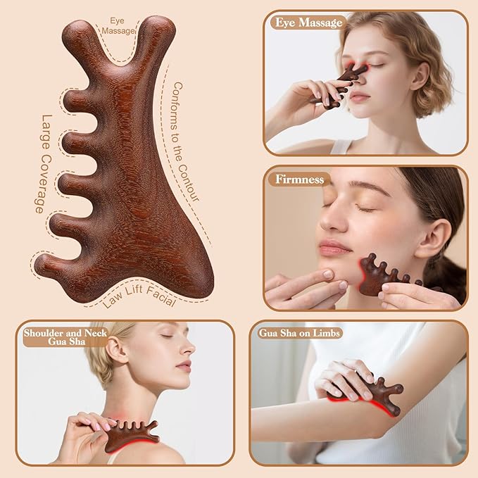 2 Pcs Wooden Scalp Massage Tool for Head Massager Comb Gua Sha Tool for Relaxation Hair Head