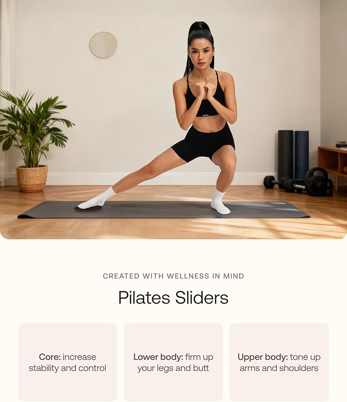 BetterMe Pilates Sliders – Dual-Sided Exercise Sliders for Core Training – Compact Workout Gliders for Home Fitness, Abs & Full Body Workouts