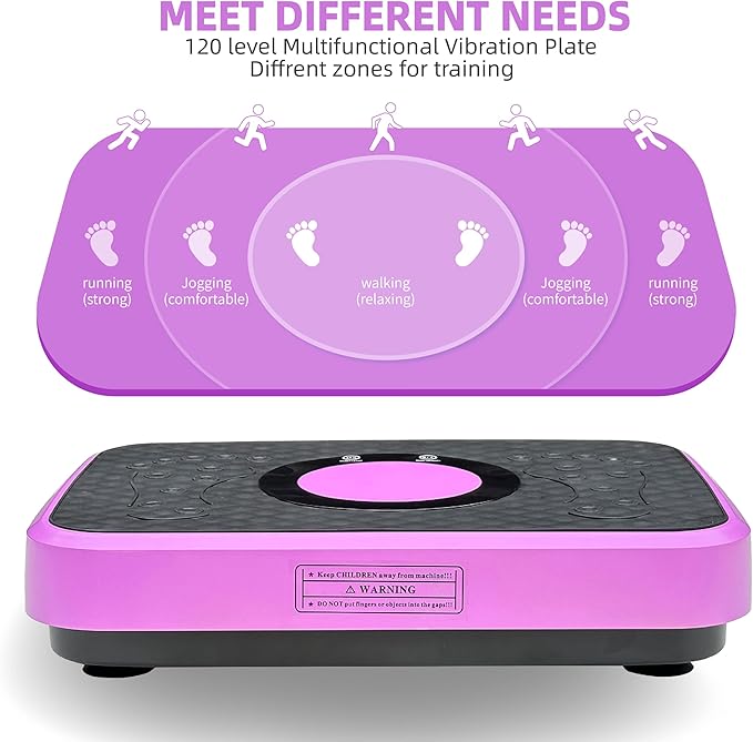 Vibration Plate Fitness Platform with Remote Control, 120 Speed Levels, Pink, Whole Body Exercise Machine for Weight Loss and Muscle Toning