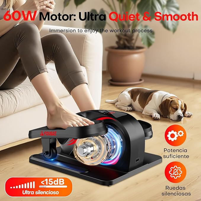 Under Desk Elliptical Machine, Electric Elliptical Leg Exerciser While Sitting for Seniors with Upgraded 15 Speeds & 12 Auto Mode, Forward & Reverse Direction, Quiet Portable Seated Pedal Exerciser