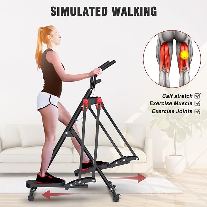 Air Walk Elliptical Glider Machine,Foldable Machine, Ellipse Leg Exerciser for Seniors, Cardio Trainer Glider for Home Exercise, Side Sway Action 360 Motion Full-Body Exerciser for Home Gym