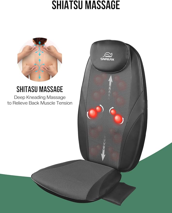 Snailax Back Massager with Heat, Gifts for Men, Women, Electric Deep Tissue Kneading Full Body Massage Chair for Back Pain, Home, Office Use, App Control
