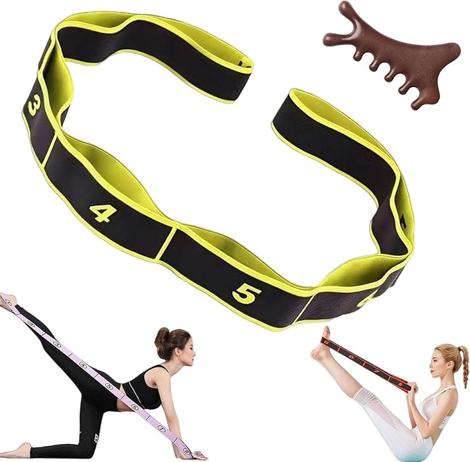 Fitness Resistance Band for Stretching and Yoga, 8 Loops Numbered Resistance Band, Elastic Training Bands for Yoga, Stretching, Pilates, Fitness