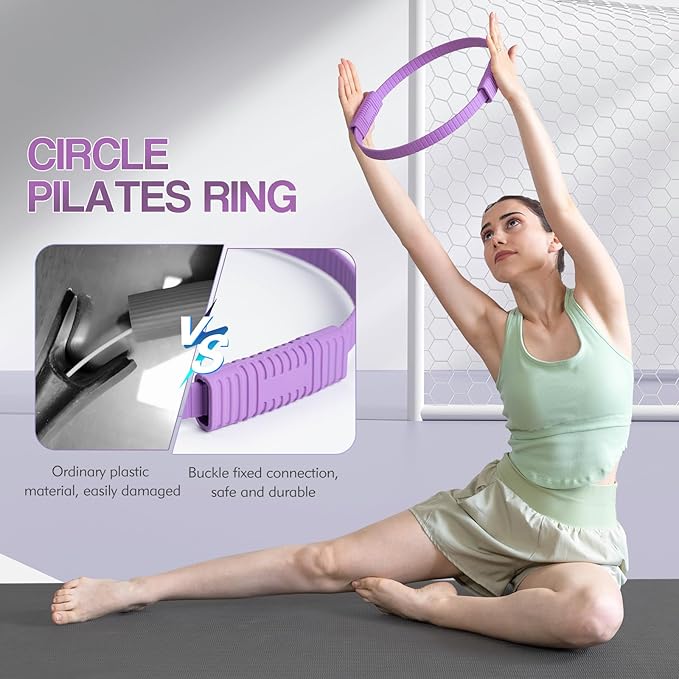Pilates Kit, Pilates Ring and Ball Set with 5-Level Resistance Bands for Core Strength, Stretching, Toning & Full Body Home Workout Pilates Equipment
