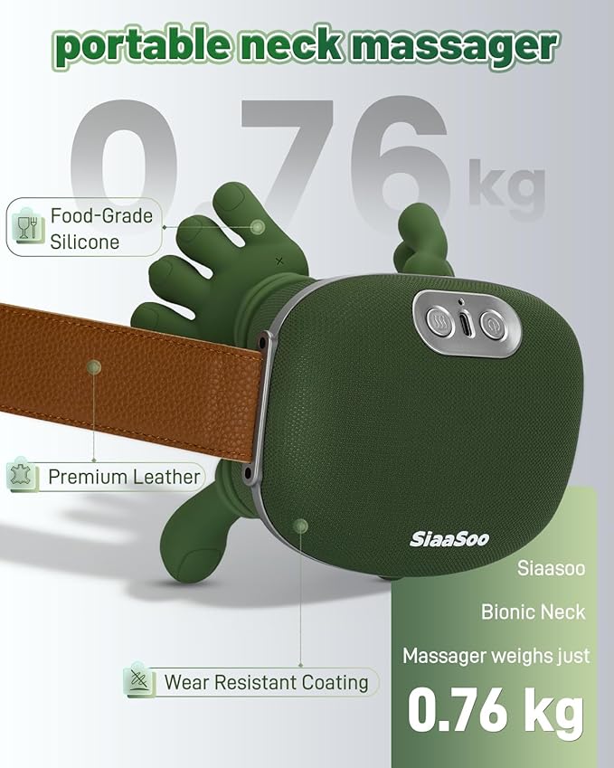 Siaasoo Neck Massager(Genuine OEM), Bionic Heated Massager (Patent Pending), Electric Deep Tissue 3D Kneading Massage, Portable neck massage, N7 Master Hand Series for Deep Tissue Pain Relief in Neck.