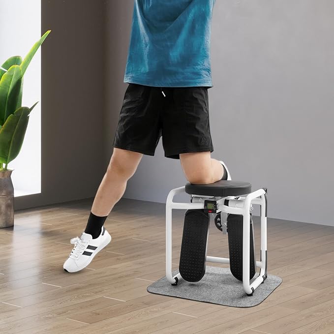 3-in-1 Multi-Function Stepper with Seat Mini Sport Stepper with Resistance Bands & Mat Stair Stepper Machine for Home Workout, Waist Legs Full Body Exercise