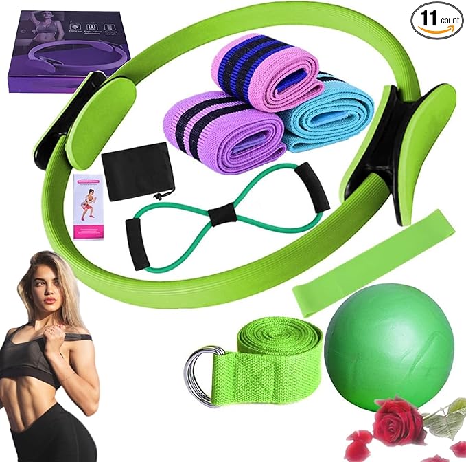 Pilates Essentials Kit for Women, 2025 New Better Me Pilates Kit for Core Strength, Stretching & Toning, 25cm Figure 8 Resistance Band Yoga Bands for Gym Workout