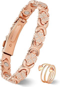 Copper Bracelet & Ring for Women, Ultra Strength Magnetic Bracelet with 3800 Gauss Magnets, Four-Leaf Clover & Infinity Heart Symbol & Crystal, Adjustable Tools and Jewelry Gift Box