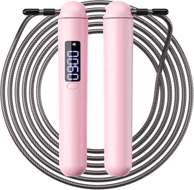 Smart Jump Rope | Accurate Calorie Tracking & 4 Training Modes | Adjustable Steel Wire Rope | Built-in High-Speed Bearings | Type-C Charging | Ideal for Fat Burning, Speed Training & Home Workouts