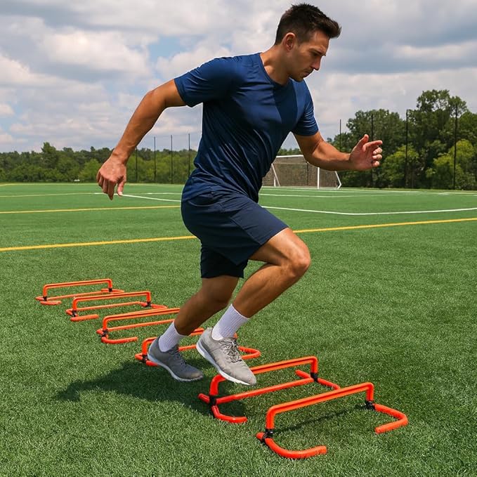 Adjustable Agility Training Hurdles, 5 Height Speed & Jump Hurdles, Portable Sports Equipment for Soccer, Football, Basketball, Kids & Athletes