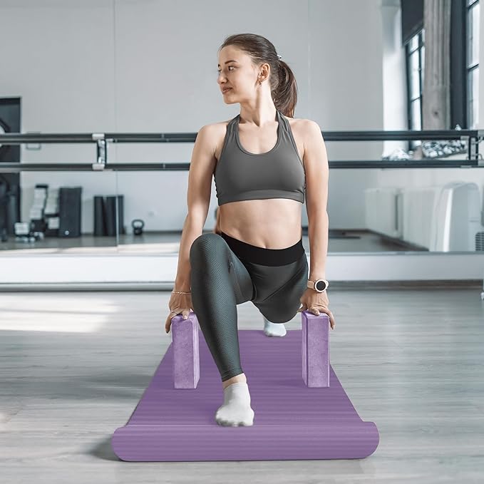 BalanceFrom 7-Piece Yoga Set with 71x24x0.5 Inches Extra Thick Mat and Carrying Sling – Includes 2 Blocks, Stretch Strap, 2 Towels, and Knee Pad for Home, Studio, and Gym Workouts