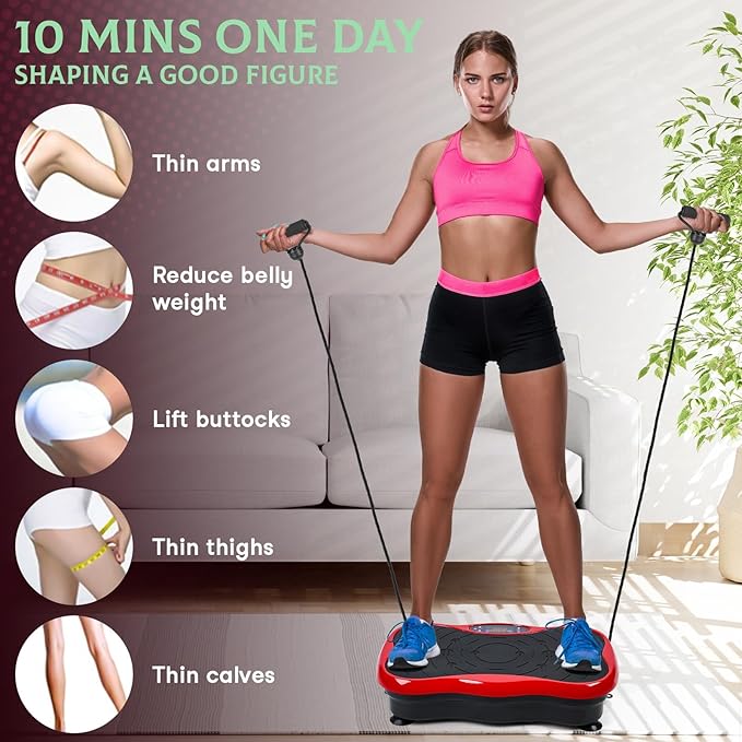 Power Waver Vibration Plate Machine with Adjustable Intensity, Vibration Platform for Full-Body Workout & Recovery, Vibration Fitness Machine for Muscle Toning/Circulation Improvement