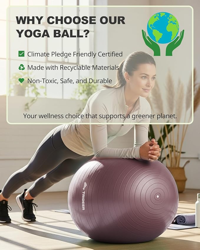 Trideer Exercise Ball Yoga Ball,Office Seating & Balance Ball Chair, Stability Ball for Pilates, Physical Therapy,Core Training & Balance Improvement & Stretching