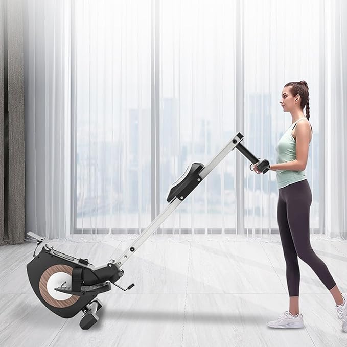 Rowing Machine Magnetic Rower Machines for Home Cardio Training 8 Levels Resistance, Single Slide Rail with Tablet Holder LCD Monitor, Max 350lb Weight Capacity, App Compatible