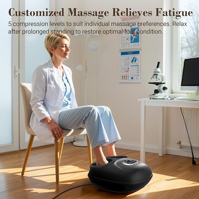 Foot Massager FSA Eligible HSA, 2026 Upgraded Feet Massager with Heat for Plantar Fasciitis Relief, 5 Levels Compression & Vibration Massage for Neuropathy, Birthday Day Gifts for Women Men