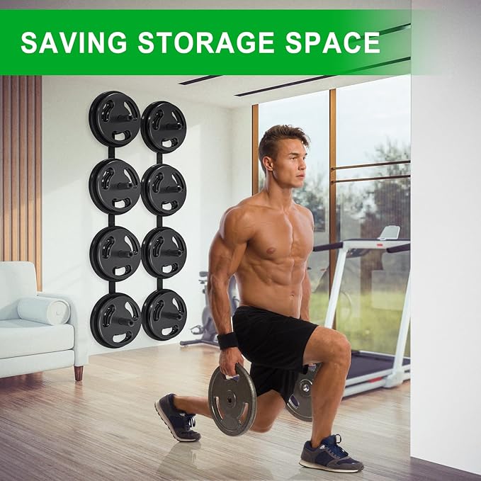 Kipika Weight Plate Storage Rack - Wall Mounted Weight Plate Holder with Durable Steel Construction Organizer for Olympic Plates, 1000lb Capacity, Space-Saving for Home Gym