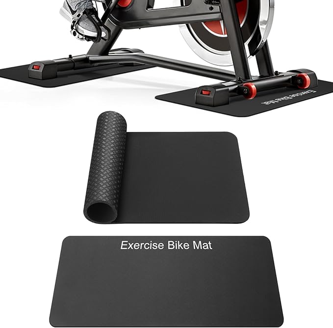 TOBWOLF 2PCS Non-Slip Mat Compatible with Peloton Bike, Concept 2 Rowing Machine, Exercise Bike Mat, Mat Protect Hardwood Floor Carpet for Home Gym, Workout Mat for Bike Trainer, Stationary Spin Bike