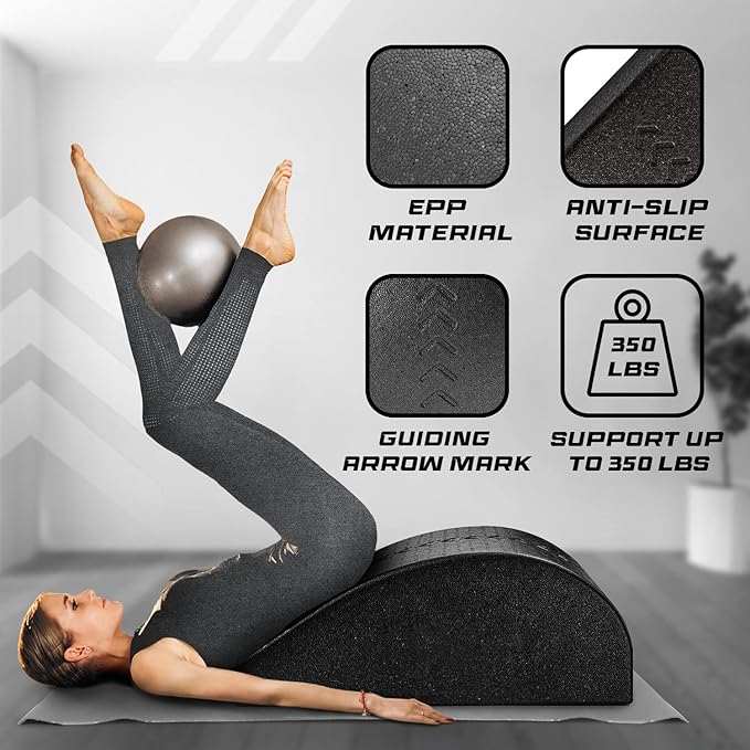 Yes4All Pilates Spine Corrector, Pilates Arc, 350lbs Foldable Pilates Massage Bed Barrel, Core Strengthening and Stretching