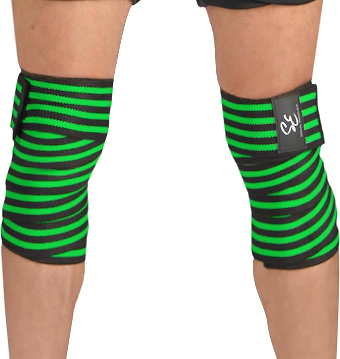 Special Essentials Knee Wraps for Weightlifting with Strap (2 Pack) - 72 Inches Flexible Support for Men & Women, for Powerlifting, Squats, Leg Press, and Cross Training
