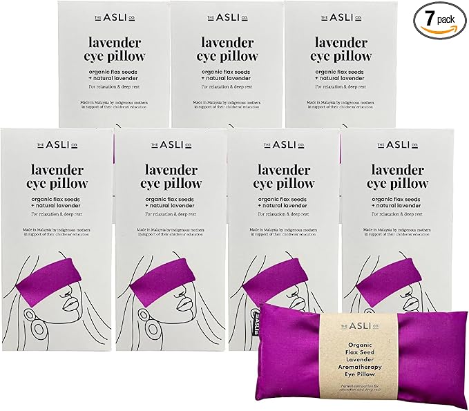 The Asli Co. [7 Packs] 2 in 1 Hot & Cool Therapy Handmade Eye Pillow (Berry Purple) Filled with 100% Natural Organic Flax Seeds & Lavender - Soothing and Calming Scent for Relaxation & Deep Sleep