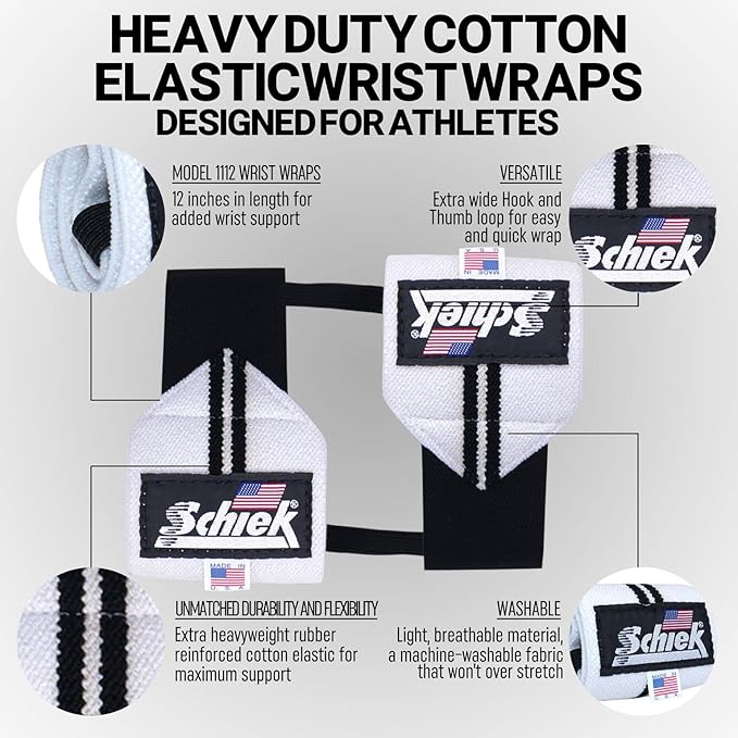 Schiek Sports Heavy Duty Model Wrist Wraps - Gym Workouts Wrist Support - Weight Lifting