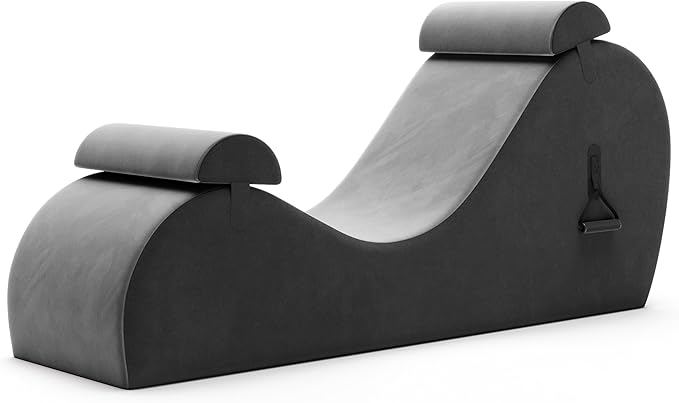 Avana Chakra Yoga Chaise - 2 Adjustable Headrests & Handles with Adjustable Straps, Micro-Velvet/Microloop, Grey & Grey