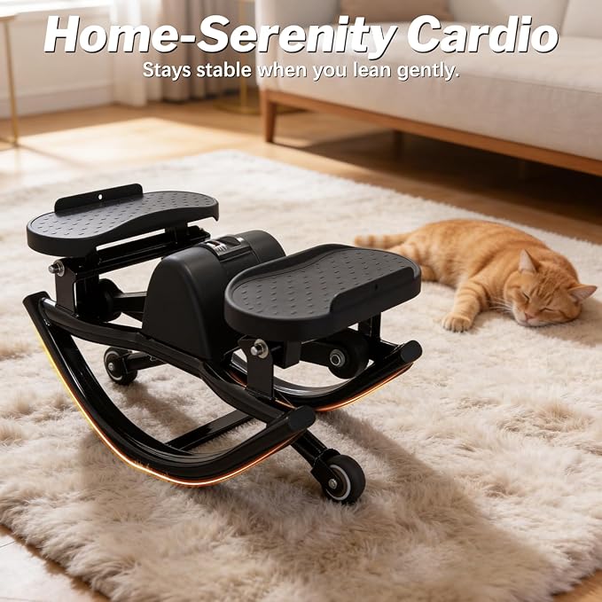 Rocking Stepper for Exercise at Home, 3D Motion Stair Stepper with Resistance Bands & Balance Board, Low-Impact Full Body Workout Equipment, Stable Structure Exercise Equipment[New Vision]