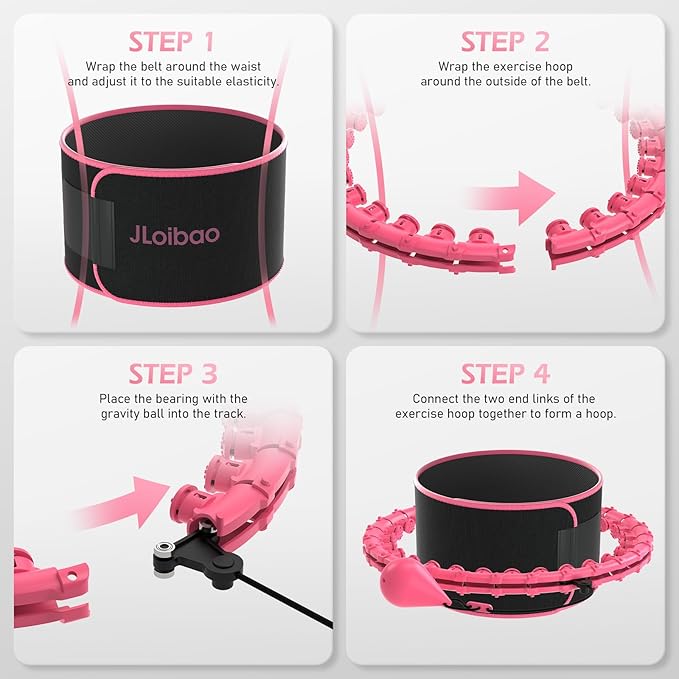 Weighted Hula Circle for Adults Weight Loss, Infinity Fitness Hoop Plus Size 51 Inch with Sweat Belt, Include 27 Detachable Links and Waist Trainer for Women