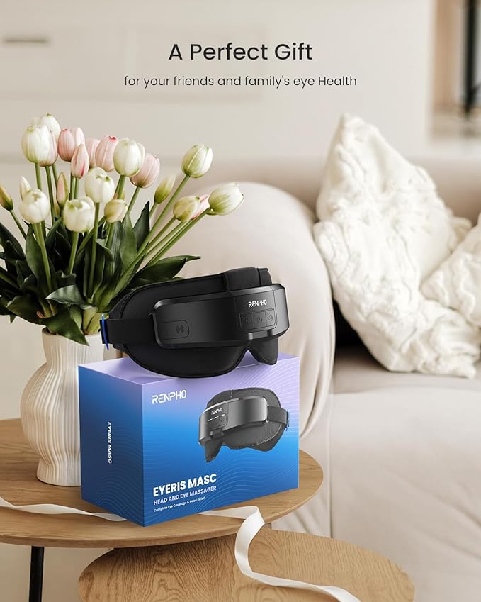 RENPHO Eyeris Masc Head & Eye Massager, FSA Eligible HSA, Birthday Gifts for Women Men, Migraine Relief Headache Massager for Forehead, Occiput and Temple, Heated Mask Massager Scalp Stress Relax