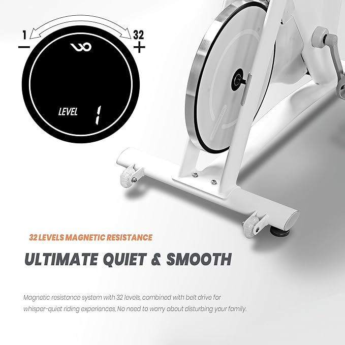 Wonder Core Exercise Bike, Wondercise Bike - 32-Level Magnetic Resistance Stationary Bike for Home Gym, Indoor Cycling with 13.2lbs Flywheel, Exclusive App, Tablet Holder, Adjustable Seat/Handlebars