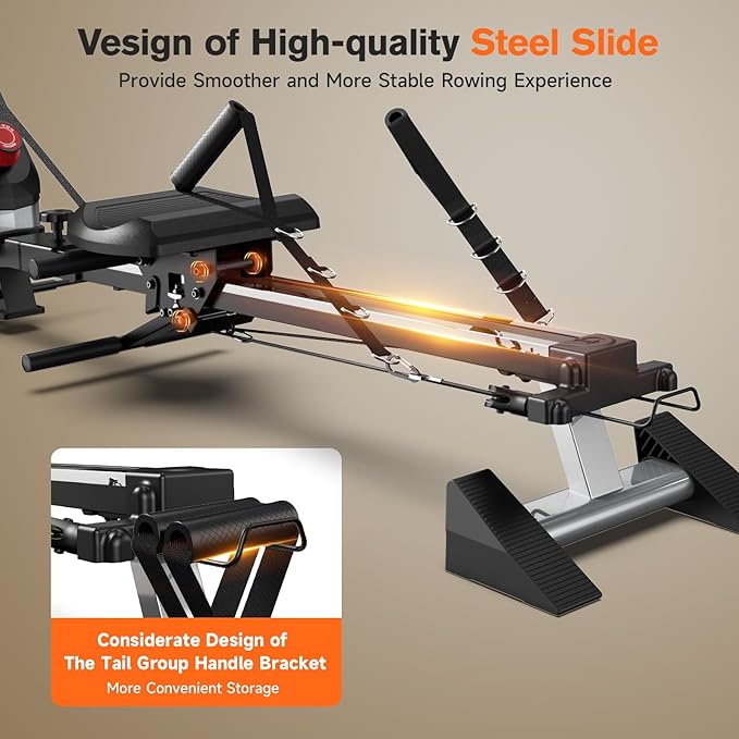 pooboo Rowing Machine for Home, Max 360 LBS Magnetic Rower with APP and LCD Monitor, Tablet Holder, Upgraded Rowing Machines with Comfortable Seat Cushion