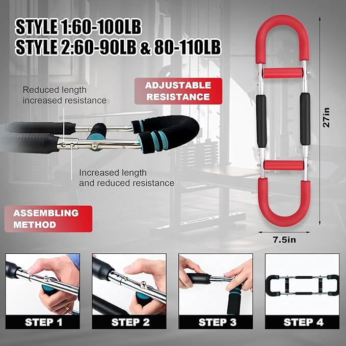 Twister Arm Trainer, Chest Workout Equipment Adjustable Shaker Twister Arm Trainer for Men Women, Portable Power Chest Clip Muscle Fitness with Detachable Design
