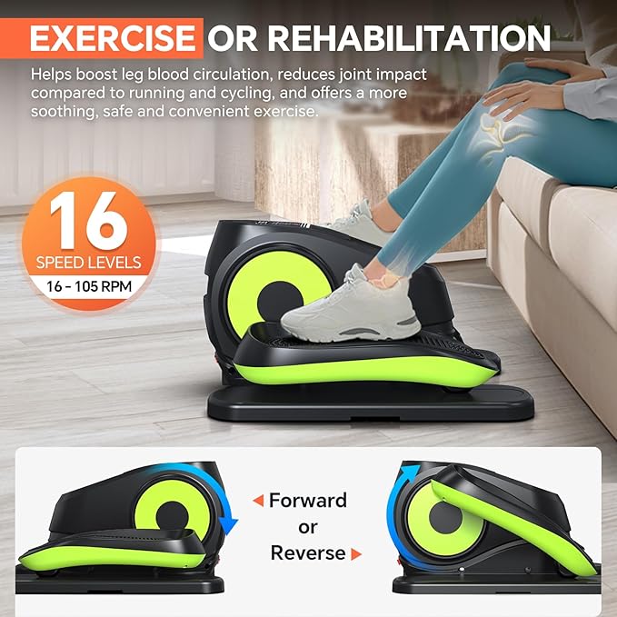 2025 Under Desk Elliptical Machine, Electric Ellipse Leg Exerciser Pro As Seen On TV with 16 Adjustable Speed, Quiet and Fully Assembled with Remote Control & Non-Slip Foot Straps White New